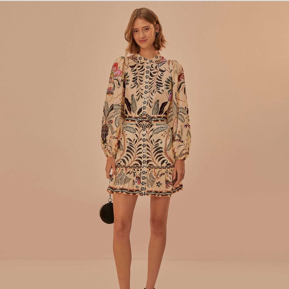 Farm Rio Farm Rio Classic Nature Sand Mini Dress NWT Sz Large MSRP$248
